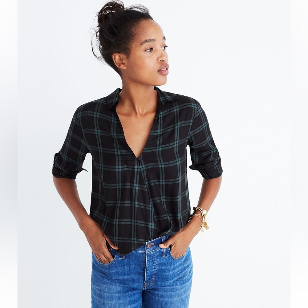 MADEWELL WRAP FRONT SHIRT IN PALMA PLAID S
